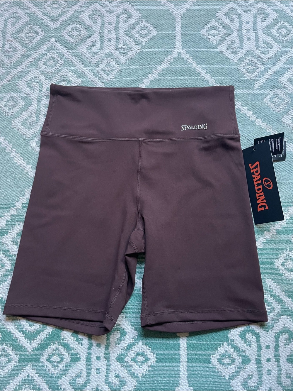 Spalding Women's High-Waist Bike Shorts in Deep Brown